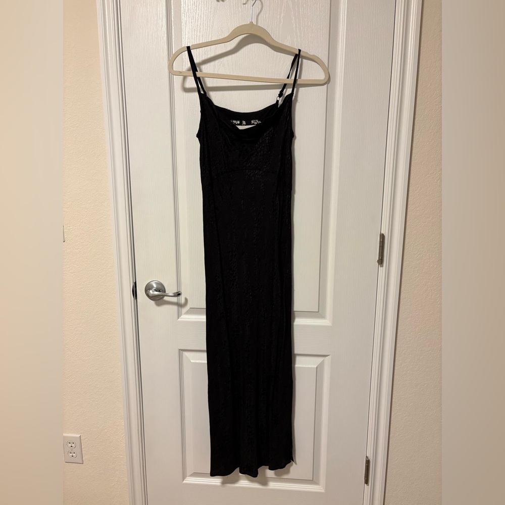 Anthropologie Black Silk Maxi Dress